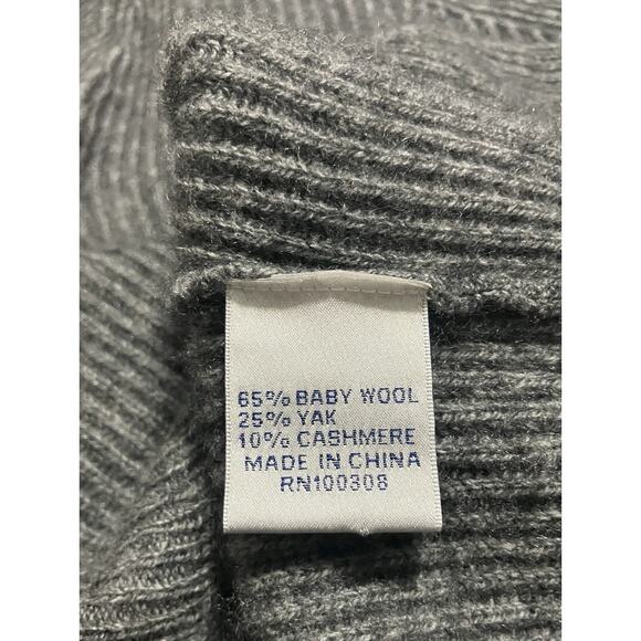 Mens Peter Millar Long Sleeve Sweater Collar Elbow Pads Wool Yak Cashmere Gray L - Picture 5 of 14